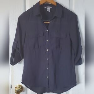 H&M Navy blouse 3/4 length sleeve  100% polyester